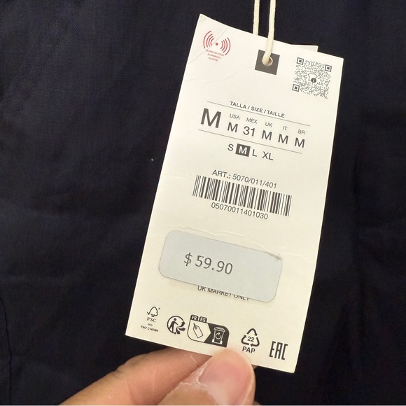 Zara Men's Dark Navy Flat Front Shorts size M new with tags - Picture 4 of 4